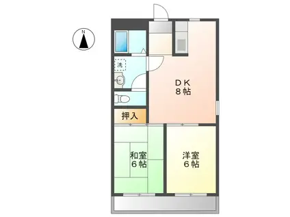 フラワーハイツツボイ(2DK/3階)の間取り写真