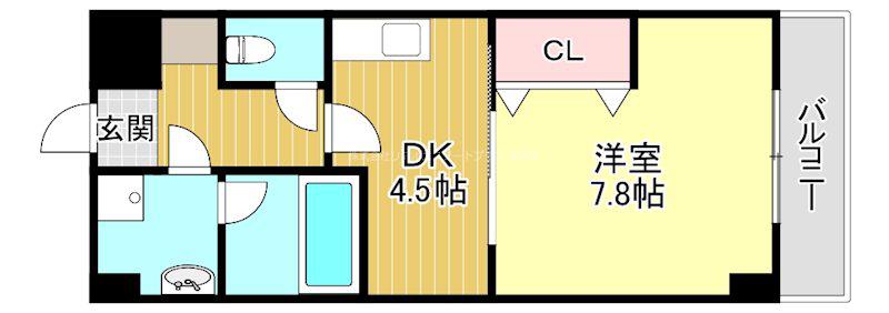 FELICIAうさぎ(1DK/9階)の間取り写真