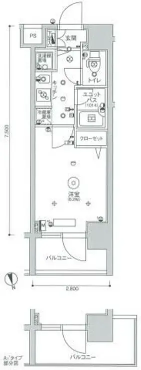 スカイコート蒲田ガーデン 8階階 間取り