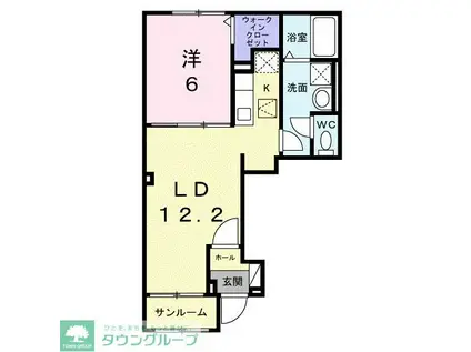 ドルチェビータ III(1LDK/1階)の間取り写真