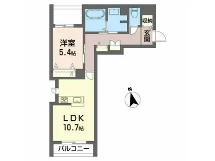 ＪＲ奥羽本線 山形駅 徒歩18分 3階建 築6年(1LDK/1階)の間取り写真