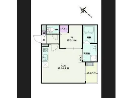 JACK YAWATA III(1LDK/1階)の間取り写真