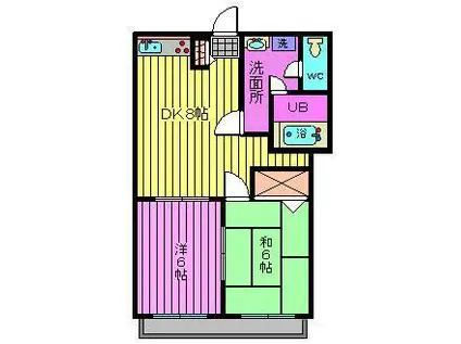 ノース・K(2DK/2階)の間取り写真