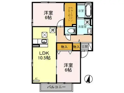 サンライズヒル(2LDK/1階)の間取り写真