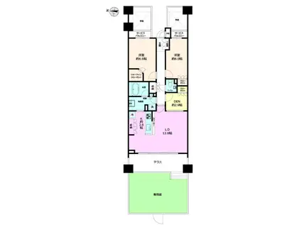 グレンパーク駒場(2LDK/3階)の間取り写真