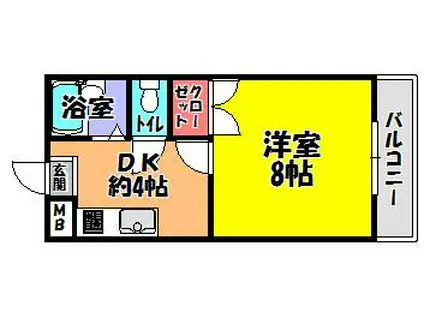 ベルメゾン一須賀2号館(1K/2階)の間取り写真