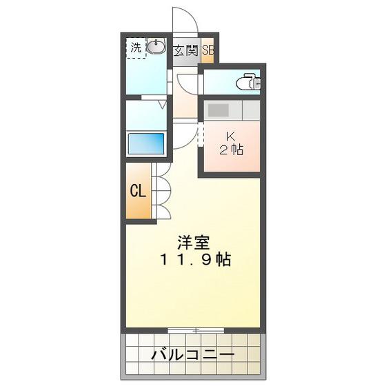 ズィーガーハウス(1K/2階)の間取り写真