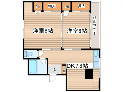 梅田ハイツ(2DK/4階)の間取り写真