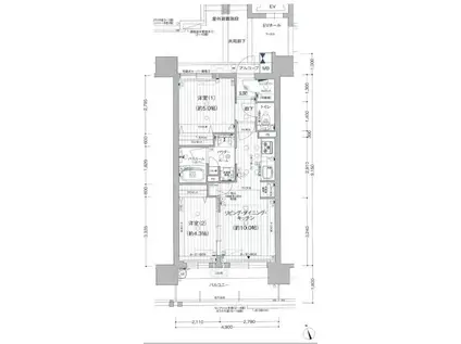 プレサンス ロジェ 名古屋浅間町ザ・レジデンス(2LDK/15階)の間取り写真