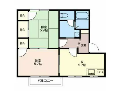 コーポOHIRA(2K/2階)の間取り写真