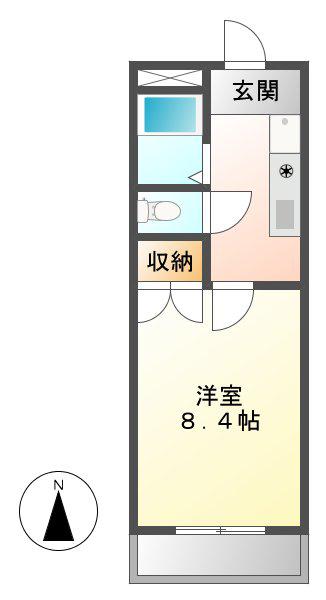 エスポア八田(1K/3階)の間取り写真