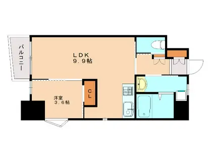 MGA城内(1LDK/6階)の間取り写真