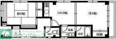 六軒町サンハイツ(2DK/2階)の間取り写真
