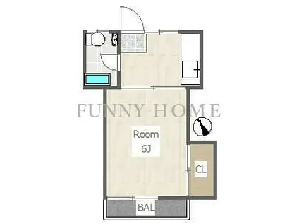 コーポコバヤシ第一(1K/4階)の間取り写真