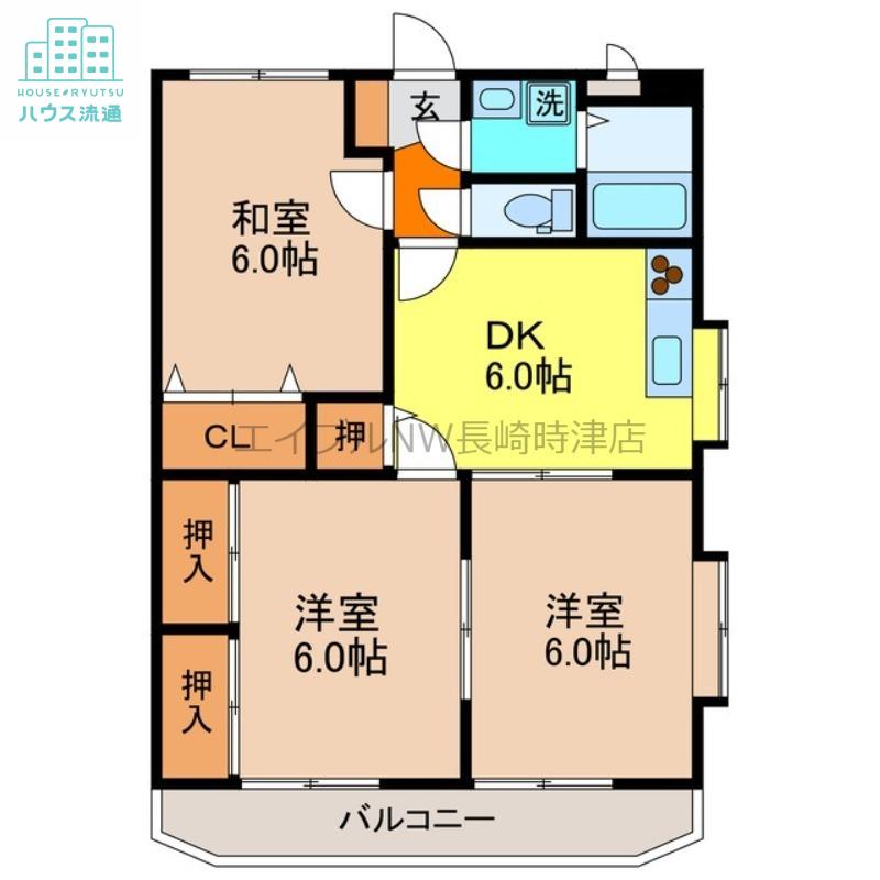 柿田マンション(3DK/2階)の間取り写真