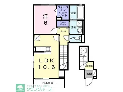 グラン・シャトー武蔵嵐山A(1LDK/2階)の間取り写真
