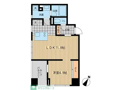 ウィルテラス勝どき(1LDK/7階)の間取り写真