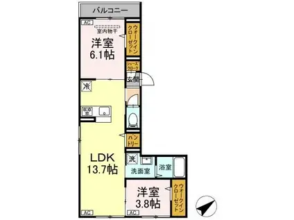D PAINA 井土ケ谷中町(2LDK/2階)の間取り写真