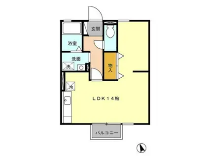 セジュールゆたか(ワンルーム/1階)の間取り写真