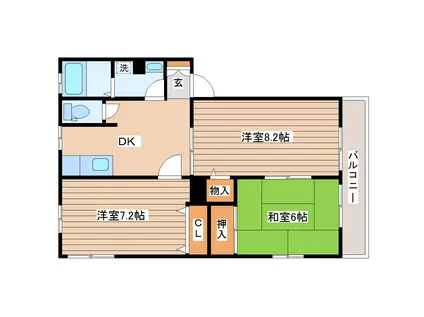 シティハイム レジデンス(3DK/1階)の間取り写真