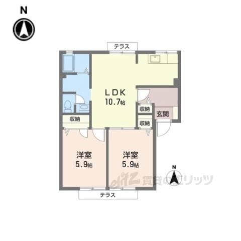 グリーンハイツA(2LDK/1階)の間取り写真