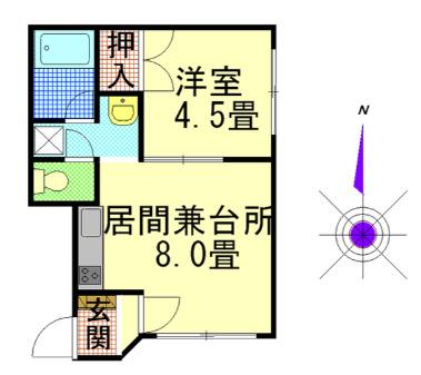 とまとハウス(1DK/2階)の間取り写真