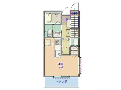 京成本線 京成大久保駅 徒歩16分 2階建 築13年(1K/1階)の間取り写真