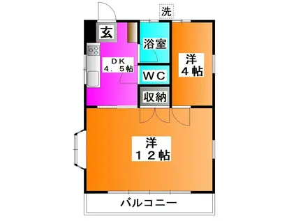 エスポワール(2DK/3階)の間取り写真