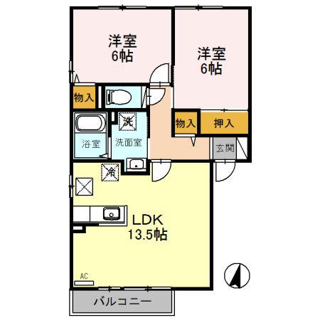 トゥルースタウン(2LDK/1階)の間取り写真