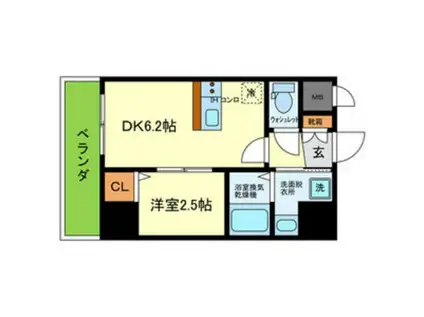 ONLYONEキセラタウン(1DK/6階)の間取り写真