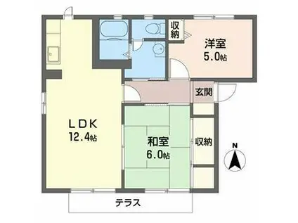 メゾン プランドールB(2LDK/1階)の間取り写真