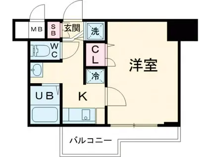 スワンズ神戸三宮イースト(1K/2階)の間取り写真