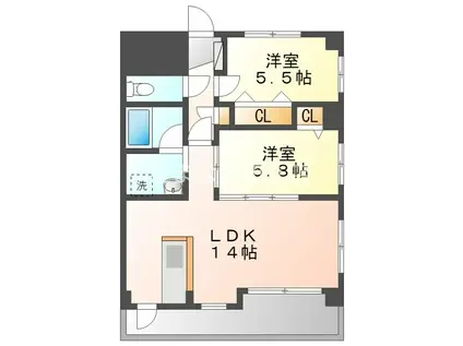 カーサグランデ(2LDK/1階)の間取り写真