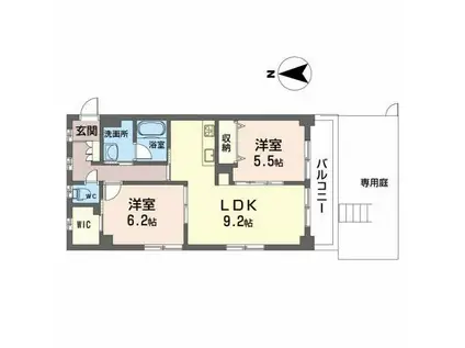 シティコート海老園(2LDK/1階)の間取り写真