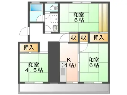 中原マンション(3K/3階)の間取り写真