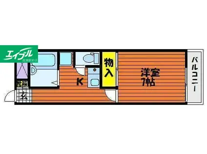 スリム平野(1K/2階)の間取り写真