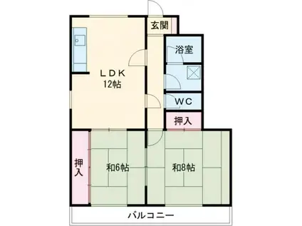 加藤コーポ(2LDK/3階)の間取り写真