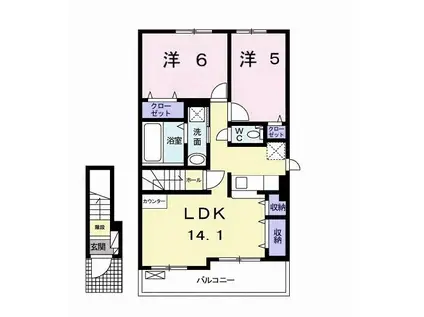 ベイコート 八幡(2LDK/2階)の間取り写真