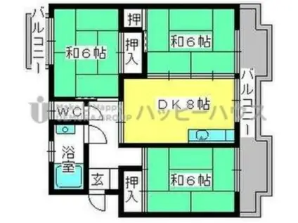 恵ビル(3DK/4階)の間取り写真