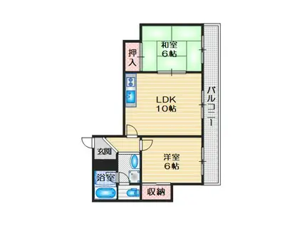バハ緑地公園(2LDK/4階)の間取り写真