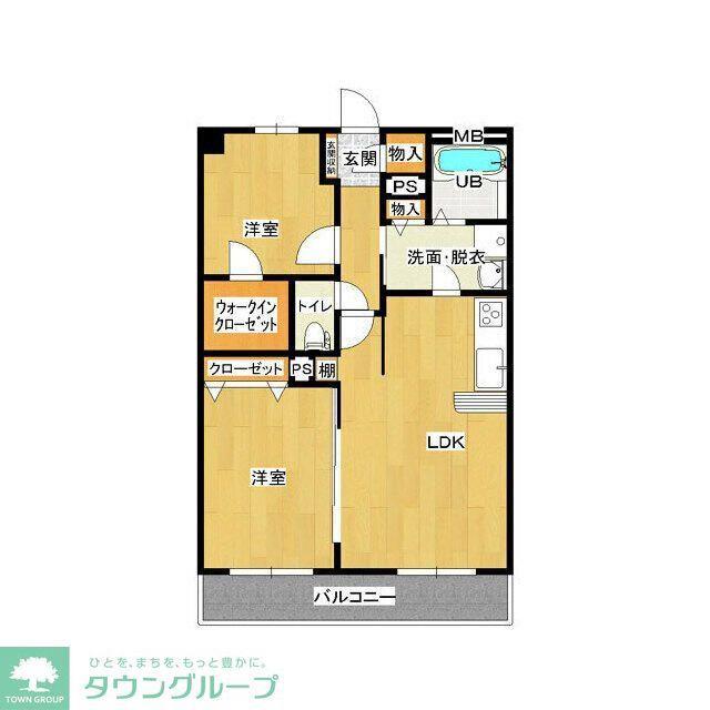 サンパーシモン(2LDK/5階)の間取り写真