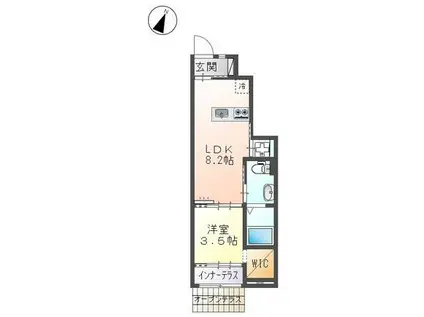 プランドール ユー(1LDK/1階)の間取り写真