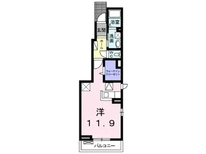 ラバン・ドールII(ワンルーム/1階)の間取り写真