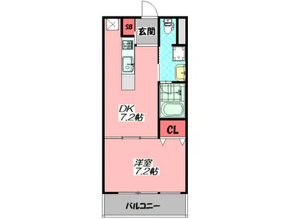 エスパシオ・ヒラソル(1DK/4階)の間取り写真