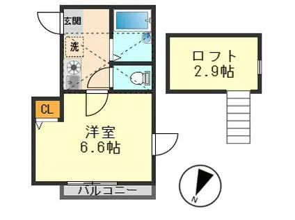 プロテージ小岩(1K/3階)の間取り写真