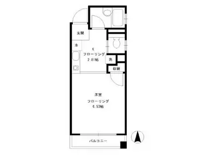 フェルメール(1K/4階)の間取り写真