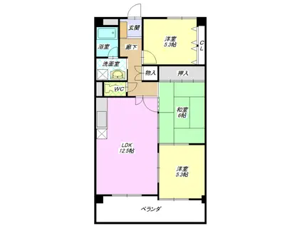ロイヤルメゾンII(3LDK/4階)の間取り写真