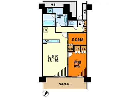 リエトコート武蔵小杉イーストタワー(1SLDK/39階)の間取り写真