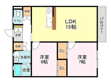 草津OMパレス(2LDK/1階)の間取り写真
