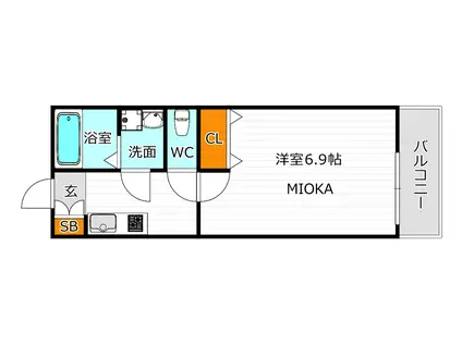グリッター沢ノ町(1K/2階)の間取り写真